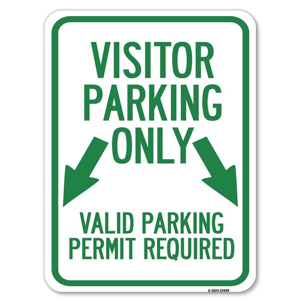 Parking Area Visitors Parking Only Valid Parking Permit Required with Both Side Down, A-1824-23469
